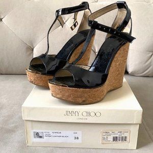 Jimmy Choo Patent Leather Black Wedges